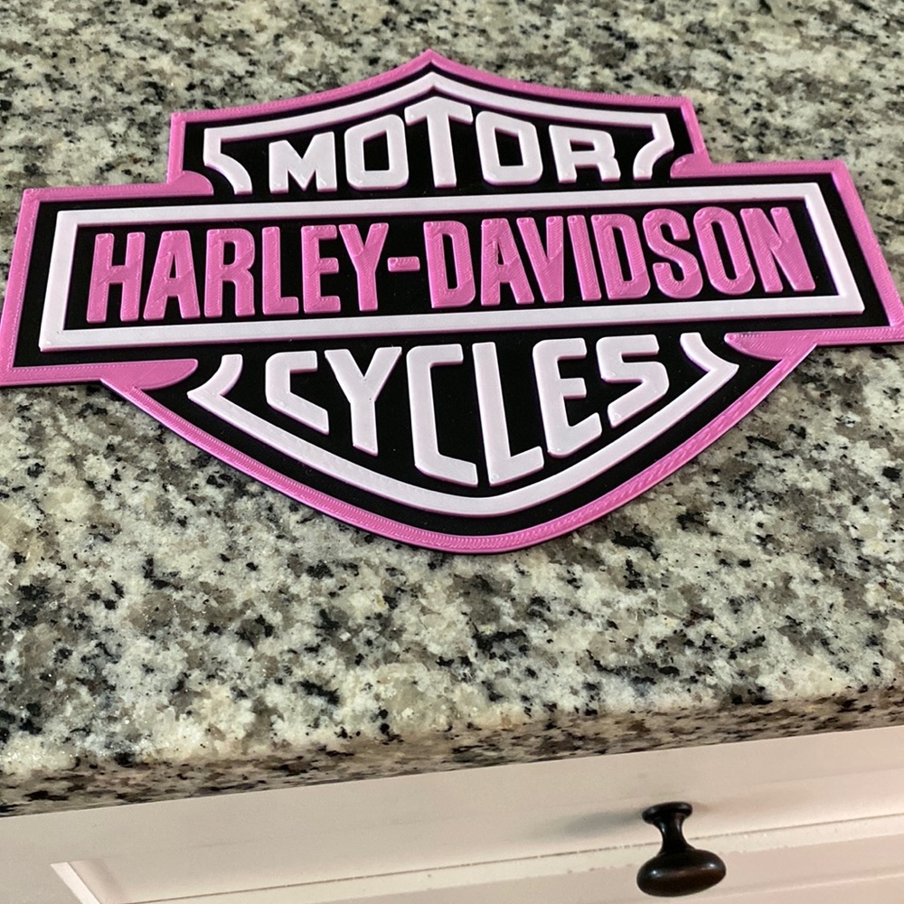 Pink Harley Davidson sign 9.5 in W x 7.5 in Tall